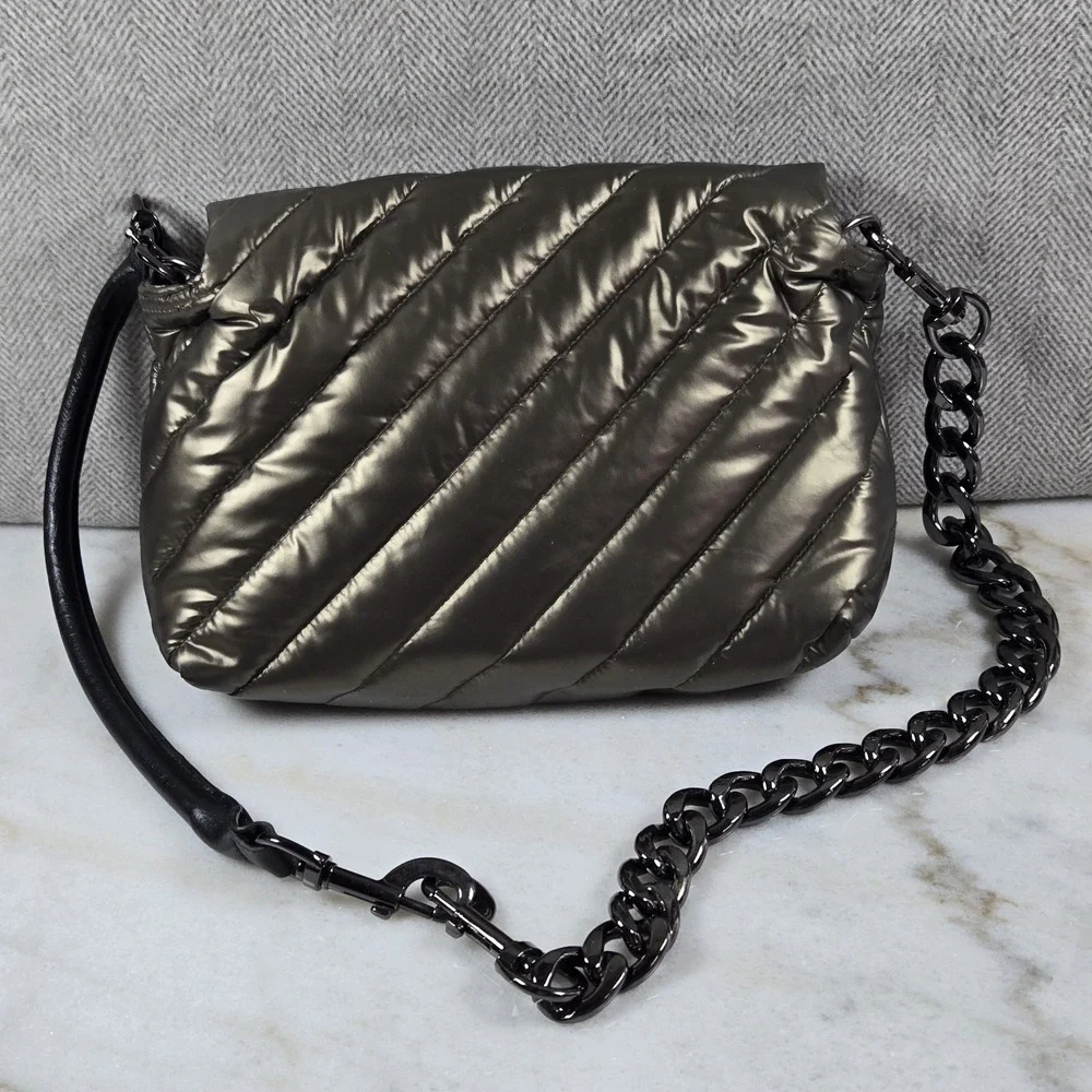 THINK ROLYN Quilted Puffer Bar Bag Metallic Bronze/Gilded Bronze Gunmetal Chain
